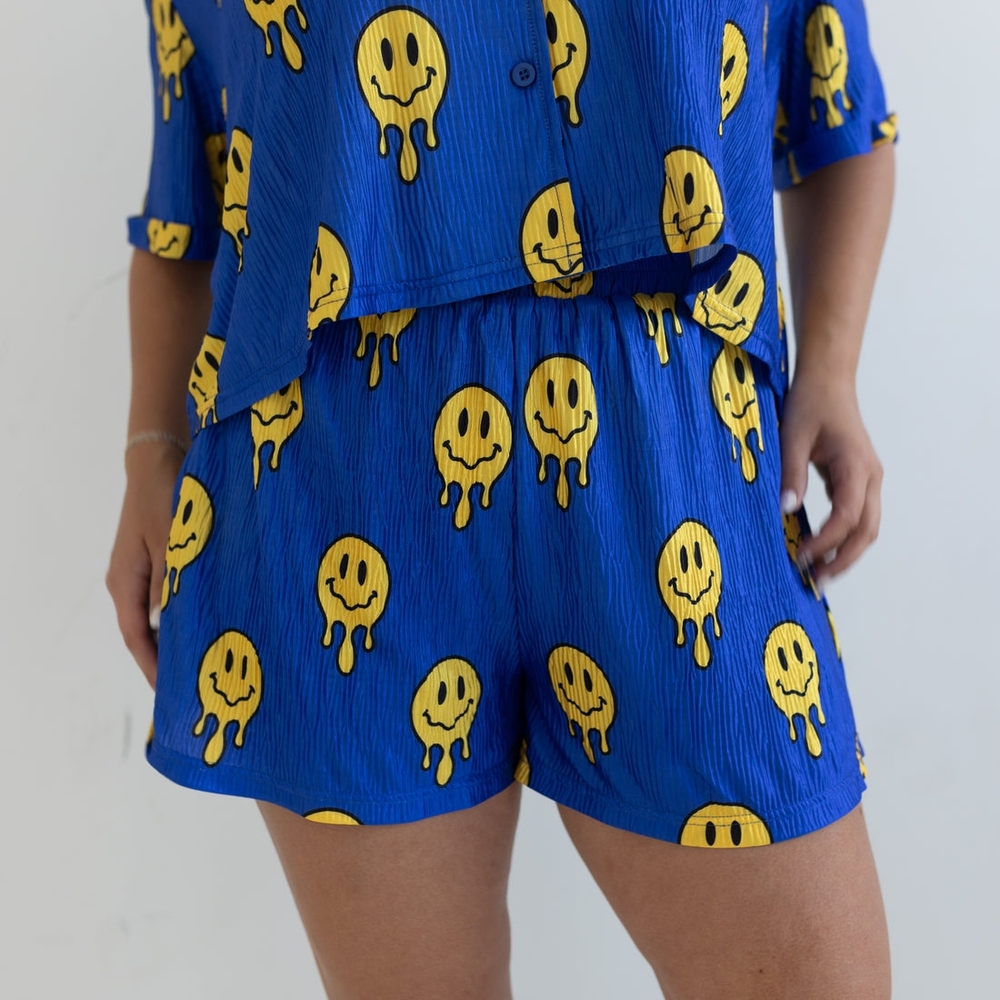Bourbon and Belles Drip Smiley Flowy Shorts Size SM NWOT
